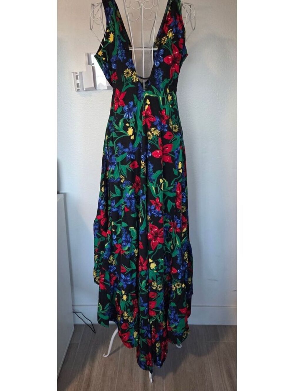 Karma Highway Floral Print High-Low Maxi Dress One Size